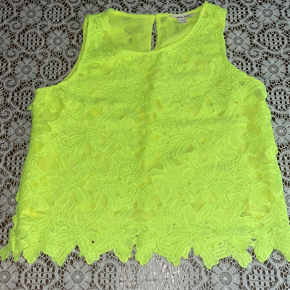 Neon Yellow Floral Top